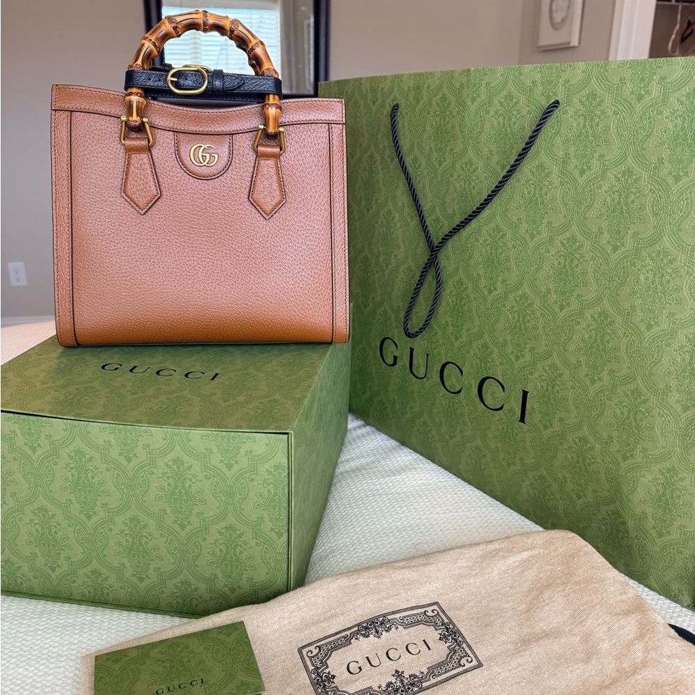 Gucci Diana Tan Leather Satchel with Bamboo Handles